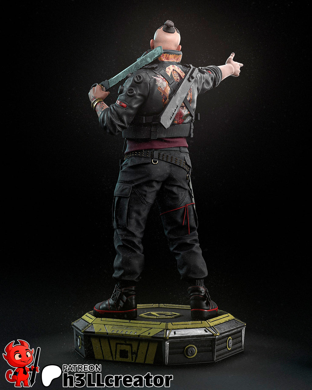Jackie Welles (Cyberpunk 2077) resin figure by h3LLcreator — studio render 4