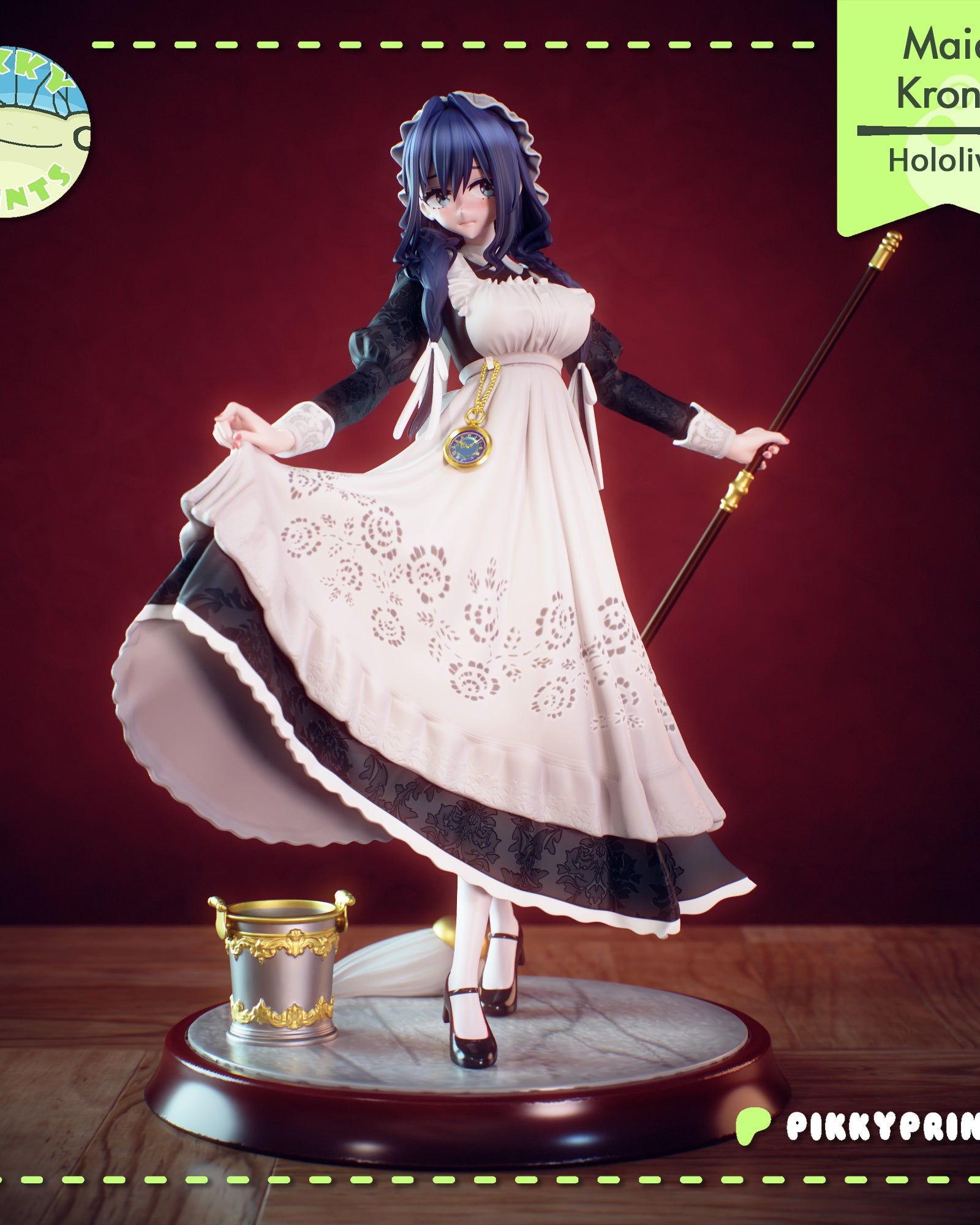 Ouro Kronii (Hololive) resin figure by PikkyPrints — studio render 2
