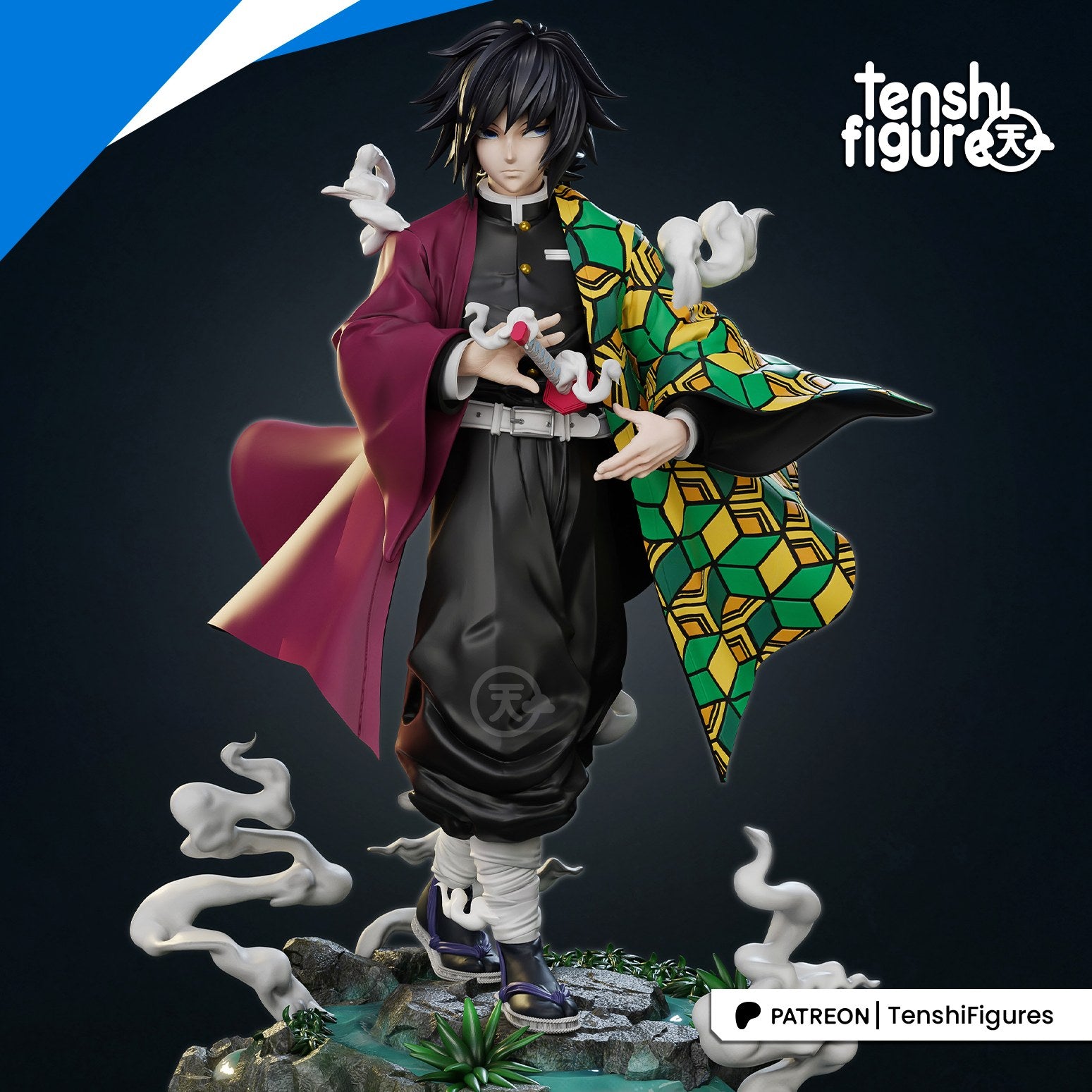 Giyu Tomioka (Demon Slayer) resin figure by Tenshi Figures — studio render 4