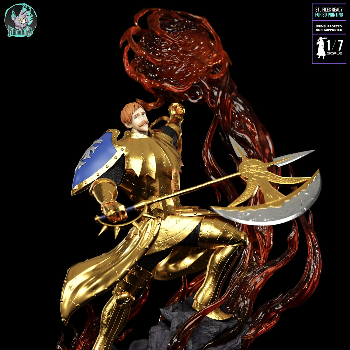 Escanor (Seven Deadly Sins) resin figure by Kaidan 3D — studio render 4