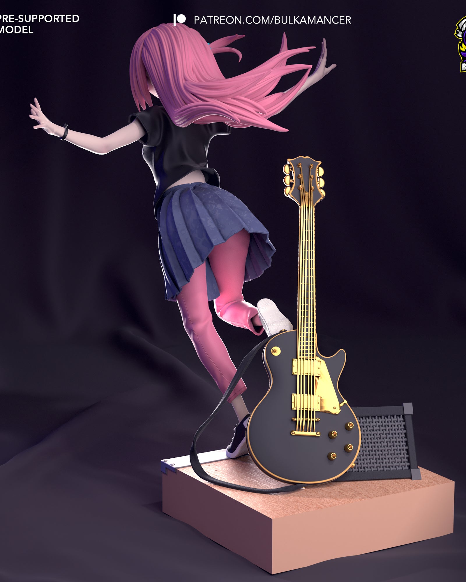 Hitori Gotoh (Bocchi the Rock) resin figure by Bulkamancer — studio render 3