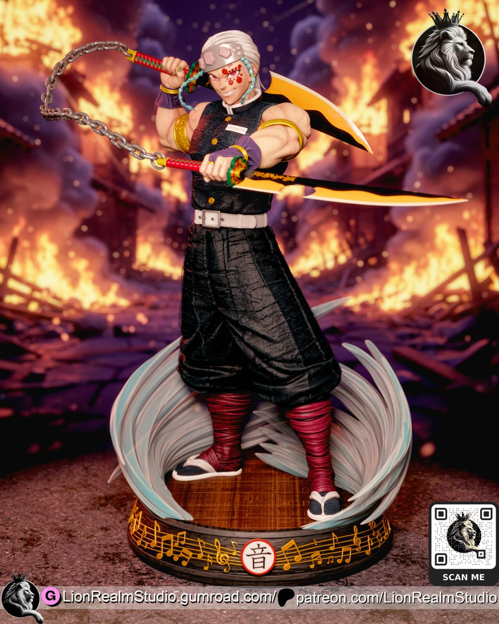 Tengen Uzui Demon Slayer resin figure by LionRealm Studio — studio preview