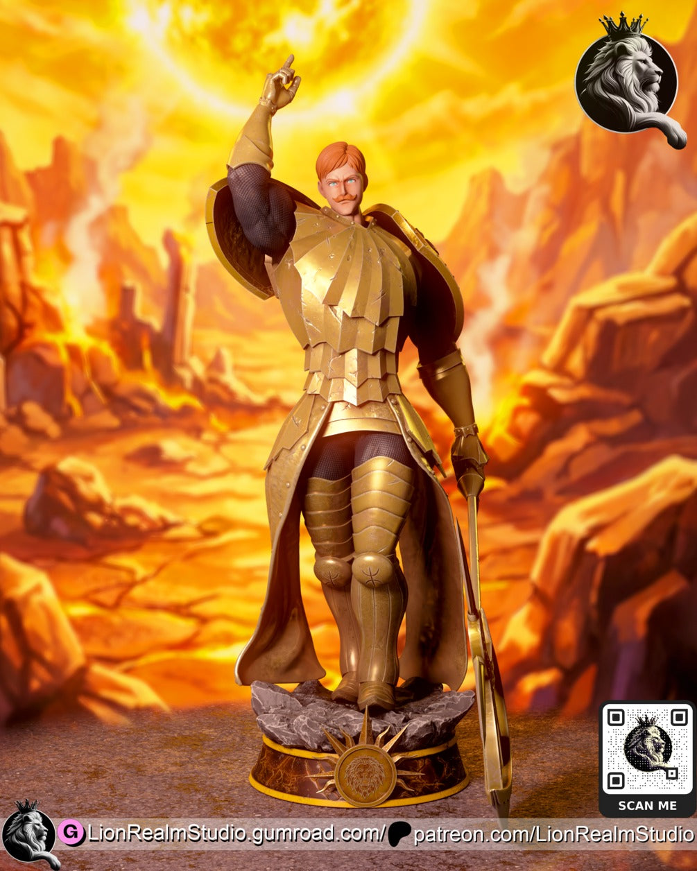 Escanor Seven Deadly Sins resin figure by LionRealm Studio — studio preview