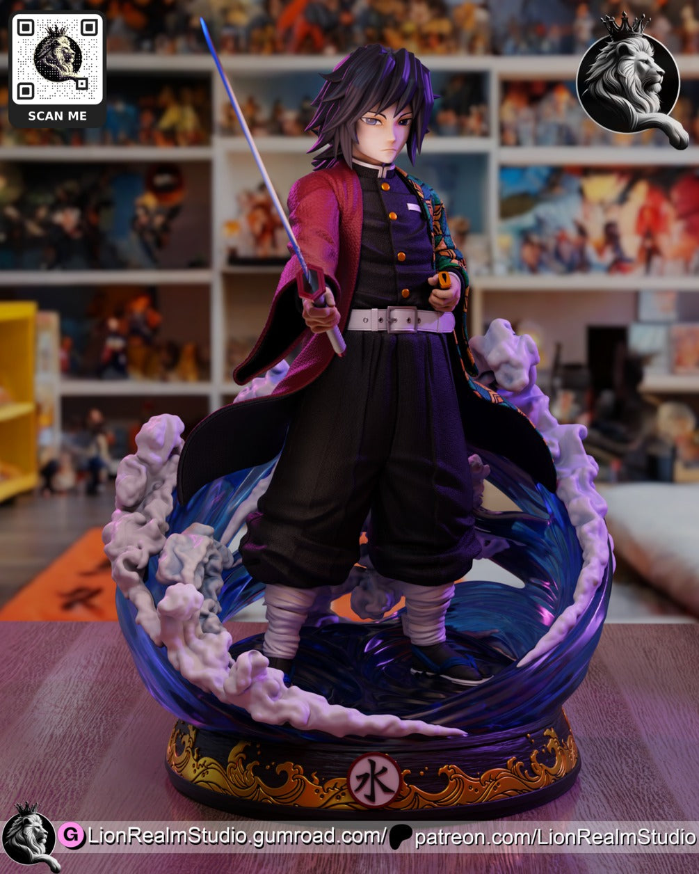 Giyu Tomioka Demon Slayer resin figure by LionRealm Studio — studio preview