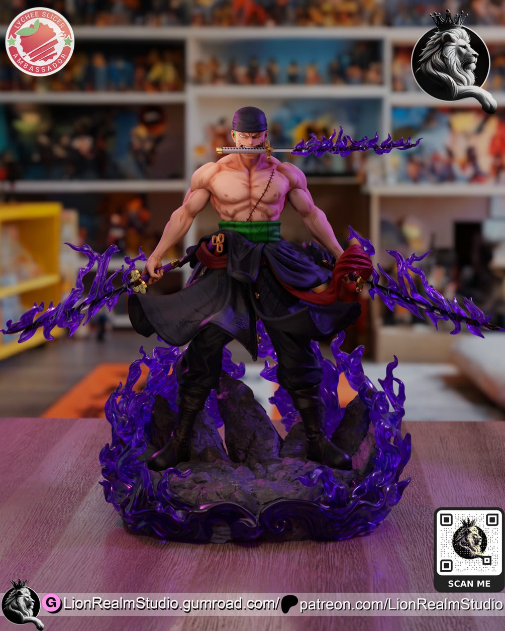 Roronoa Zoro one piece resin figure by LionRealm Studio — studio preview