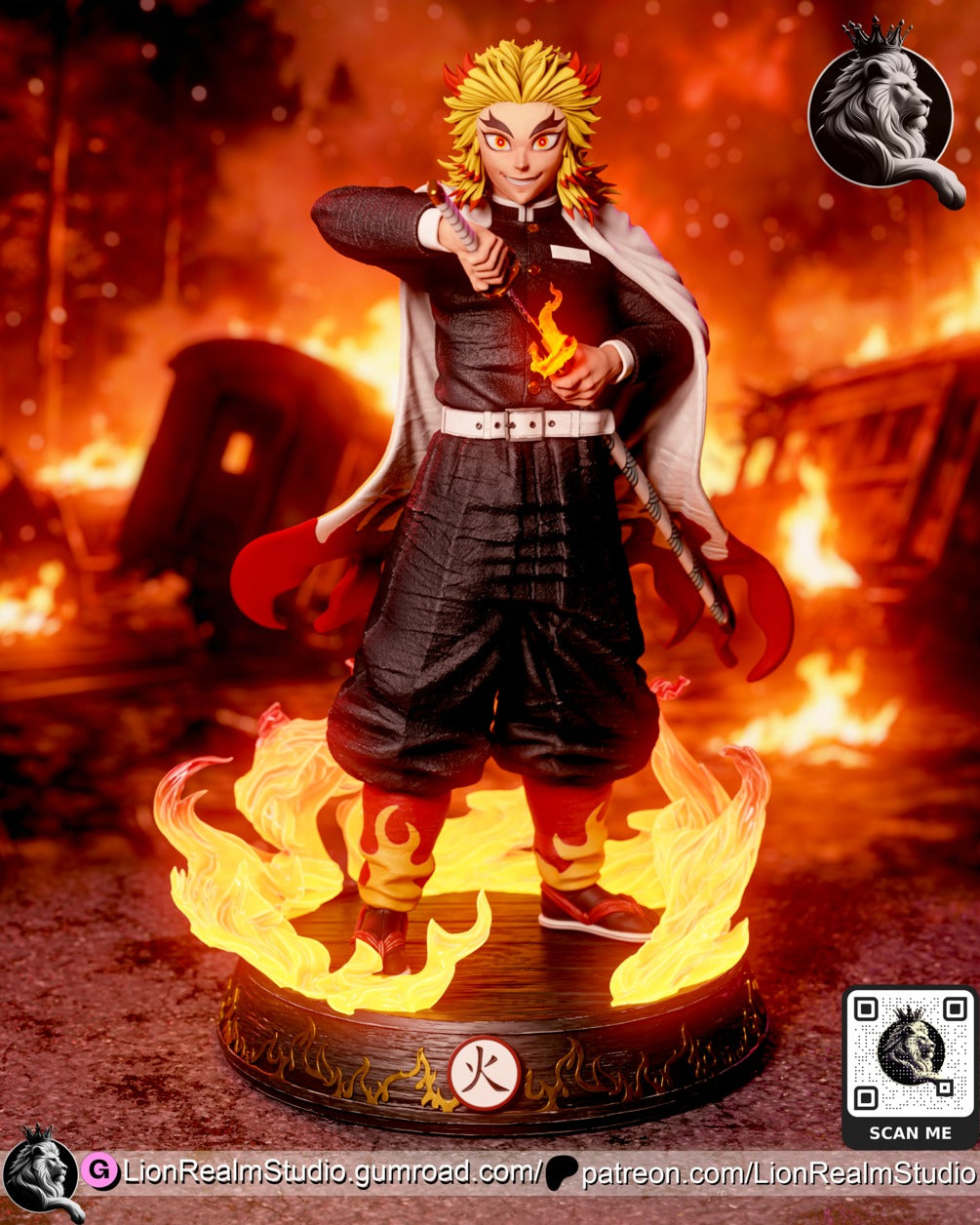 Kyojuro Rengoku Demon Slayer resin figure by LionRealm Studio — studio preview