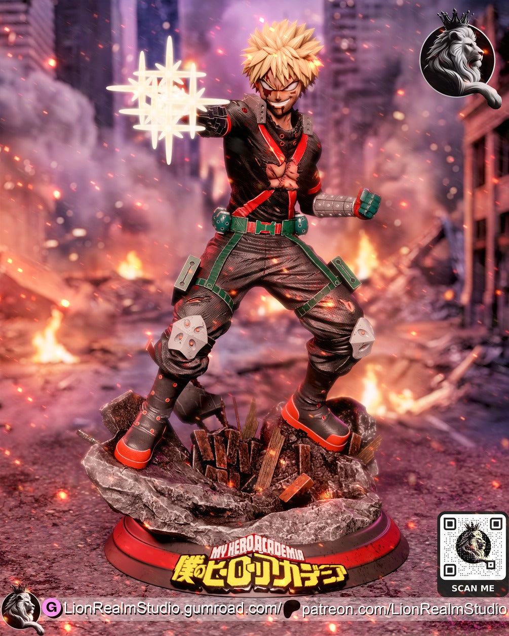 Katsuki Bakugo My Hero Academia resin figure by LionRealm Studio — studio preview