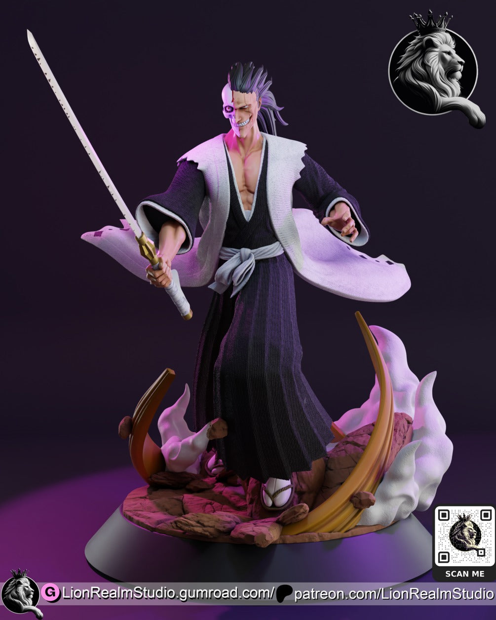 Kenpachi Zaraki Bleach resin figure by LionRealm Studio — studio preview