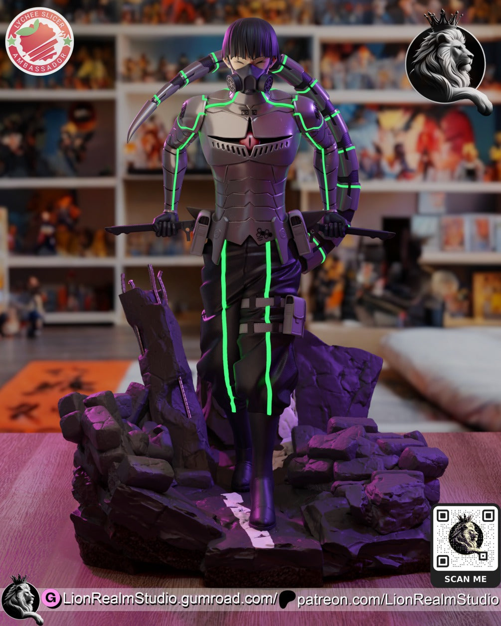 Hoshina Kaiju Armor Kaiju No. 8 resin figure by LionRealm Studio — studio preview