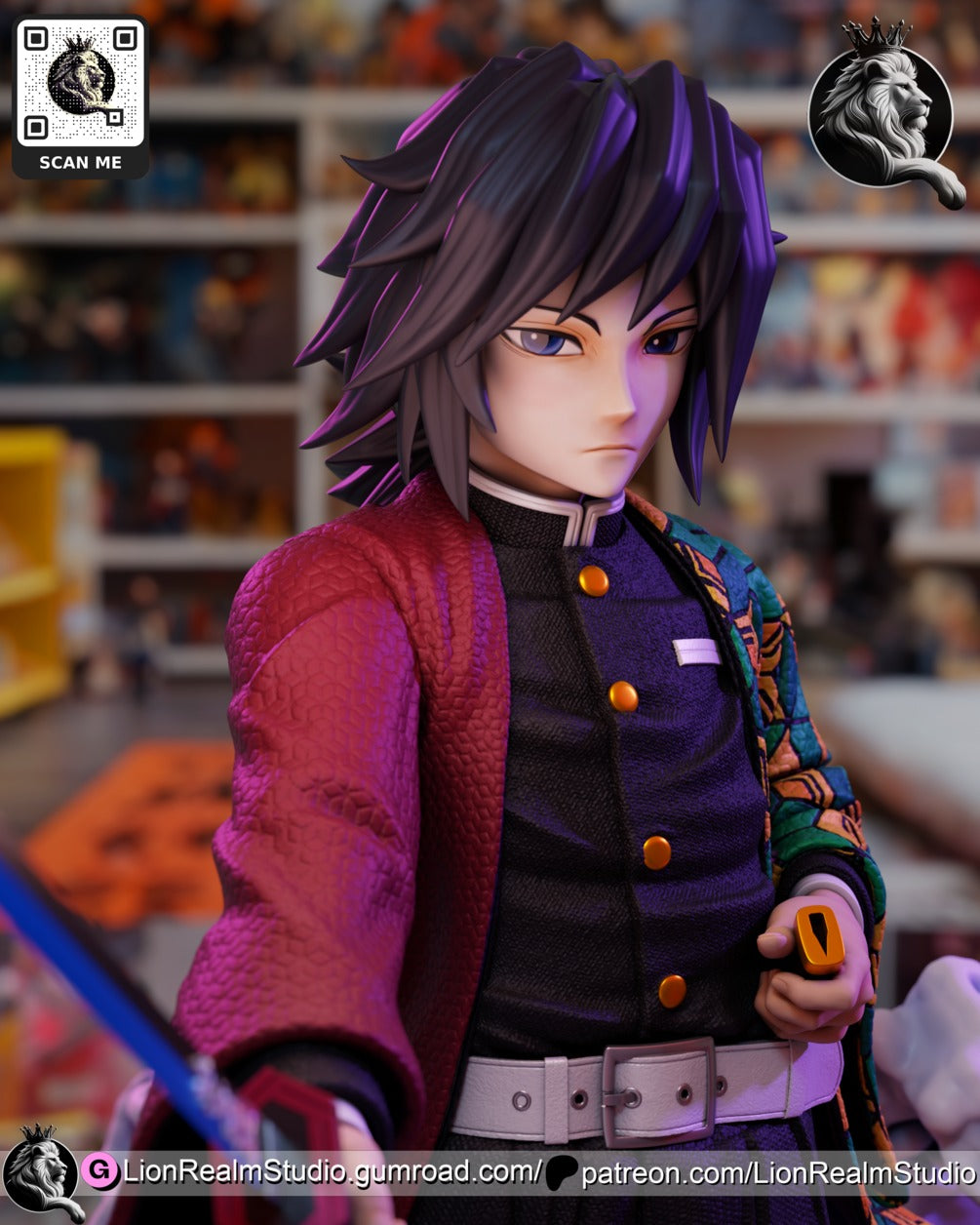 Giyu Tomioka Demon Slayer resin figure by LionRealm Studio — studio preview