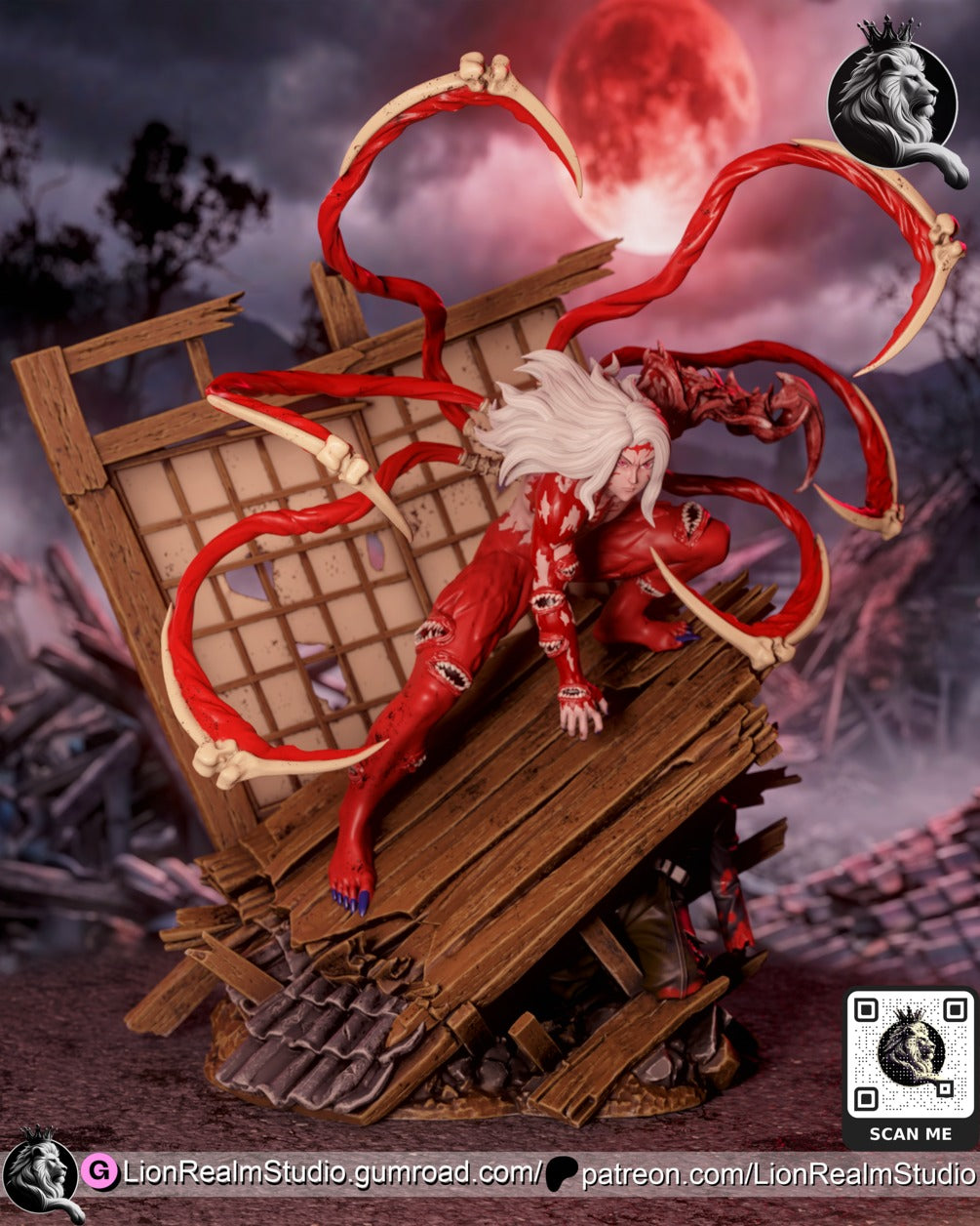 Muzan Kibutsuji Demon Slayer resin figure by LionRealm Studio — studio preview