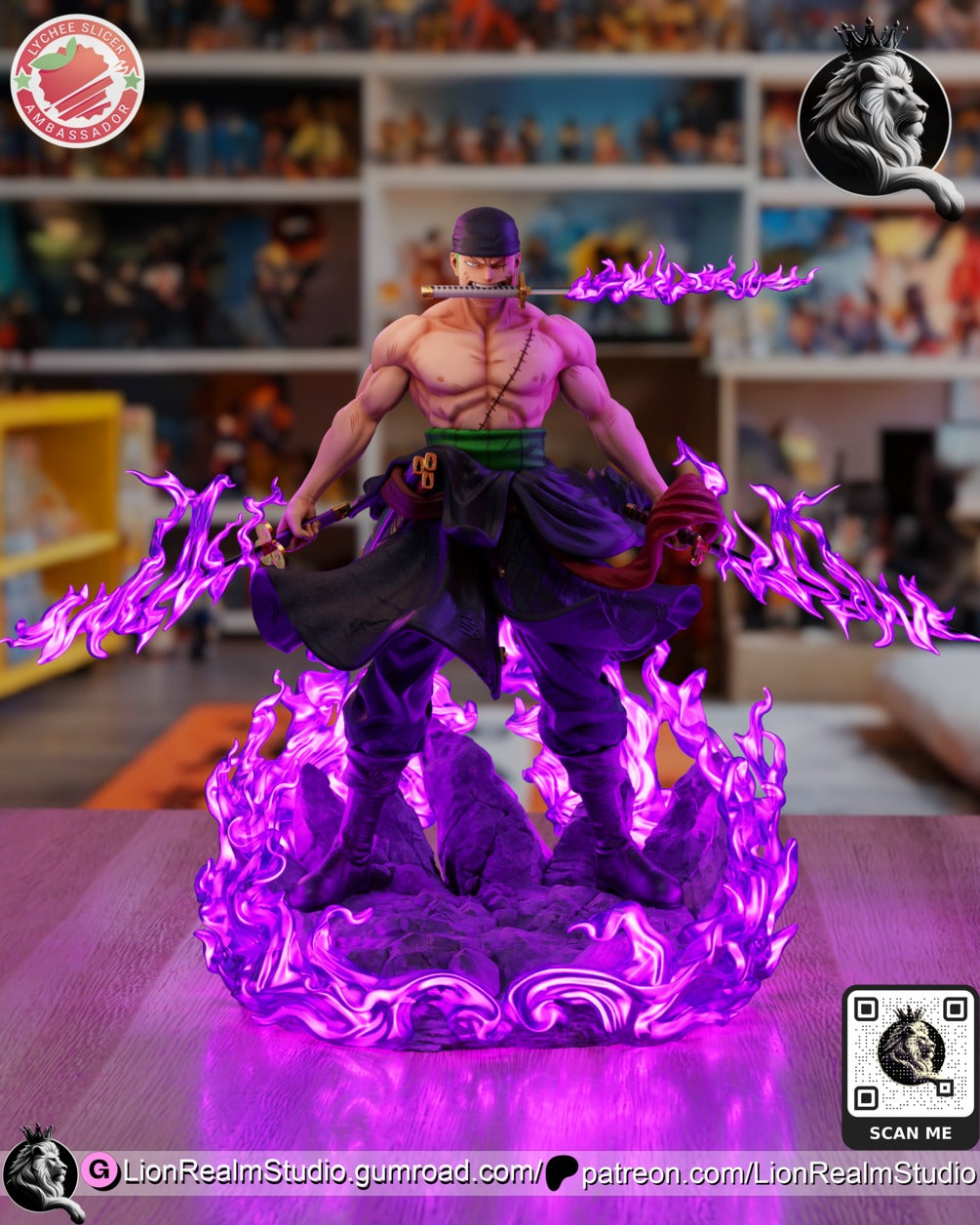 Roronoa Zoro one piece resin figure by LionRealm Studio — studio preview