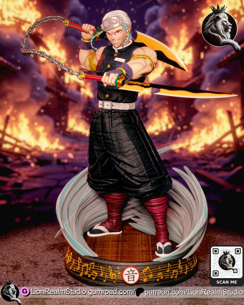 Tengen Uzui Demon Slayer resin figure by LionRealm Studio — studio preview