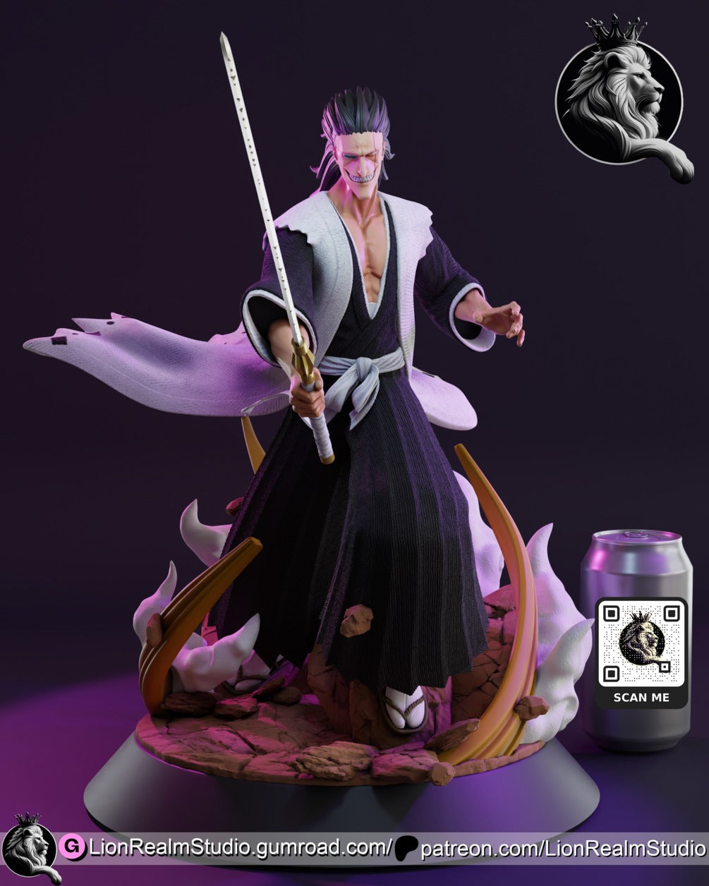 Kenpachi Zaraki Bleach resin figure by LionRealm Studio — studio preview