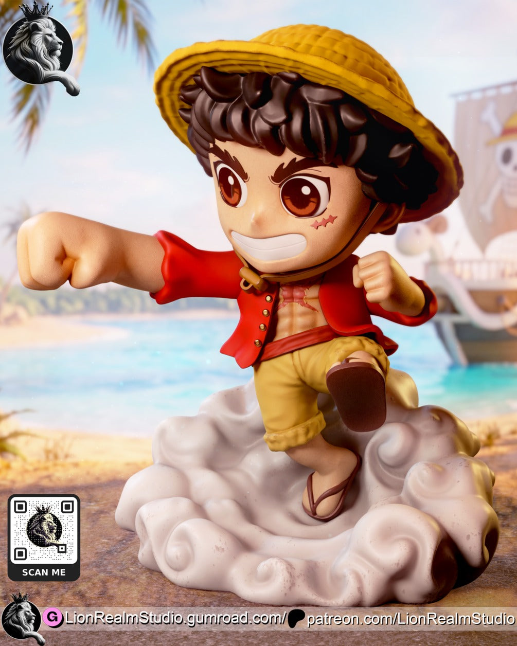 Monkey D. Luffy one piece resin figure by LionRealm Studio — studio preview