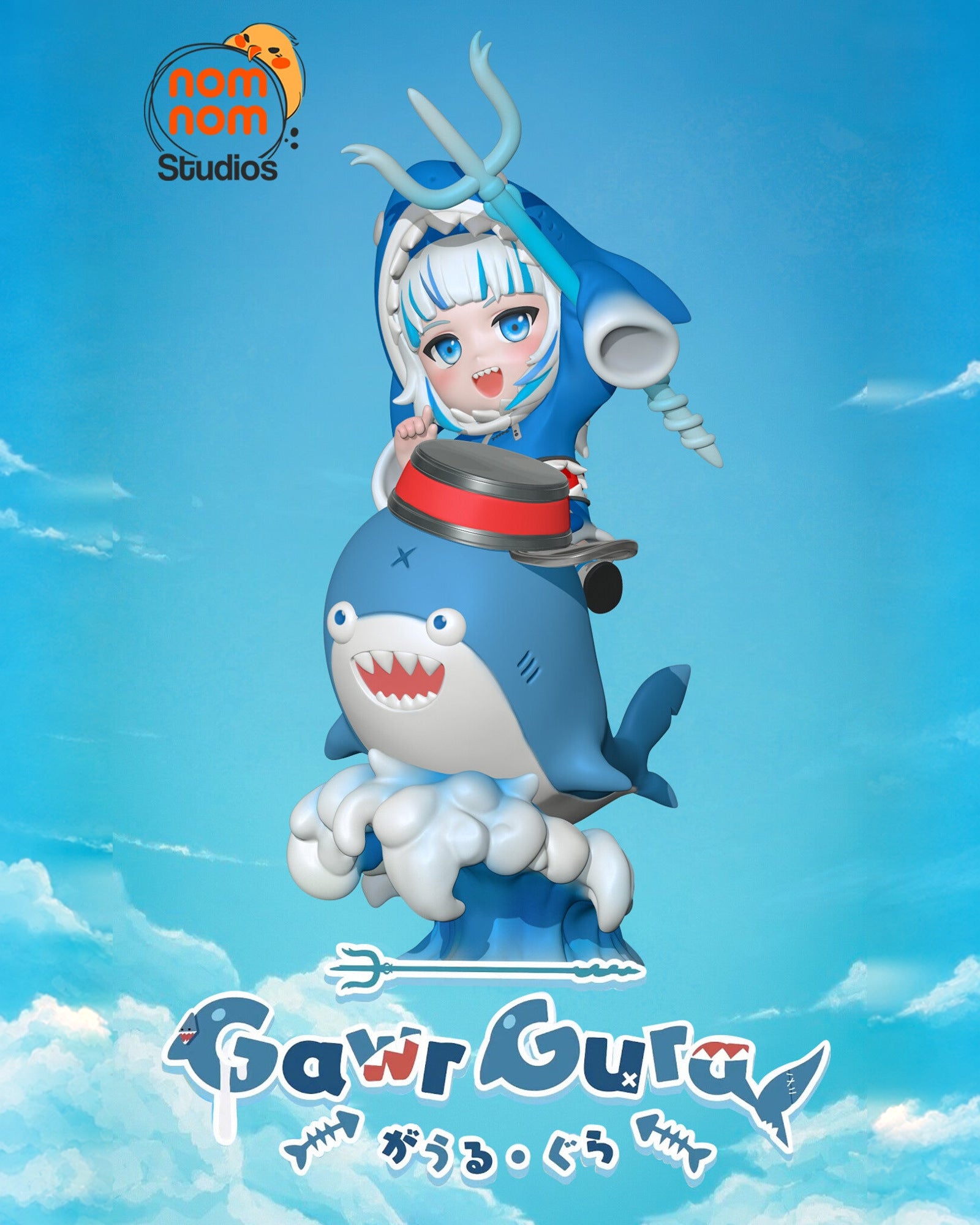 Gawr Gura Hololive resin figure by NomNom Figures — studio preview 1