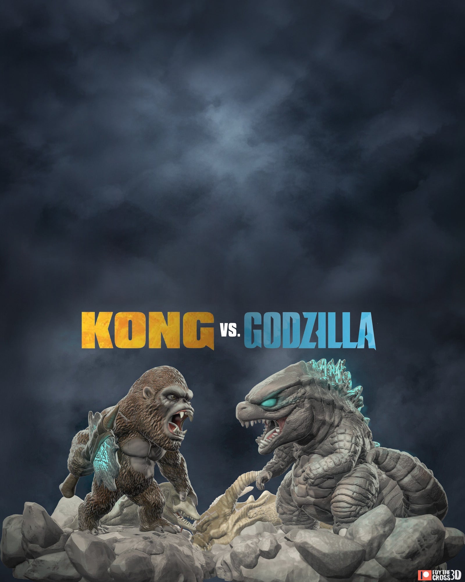 Kong and Godzilla resin figure by NomNom Figures — studio preview 1