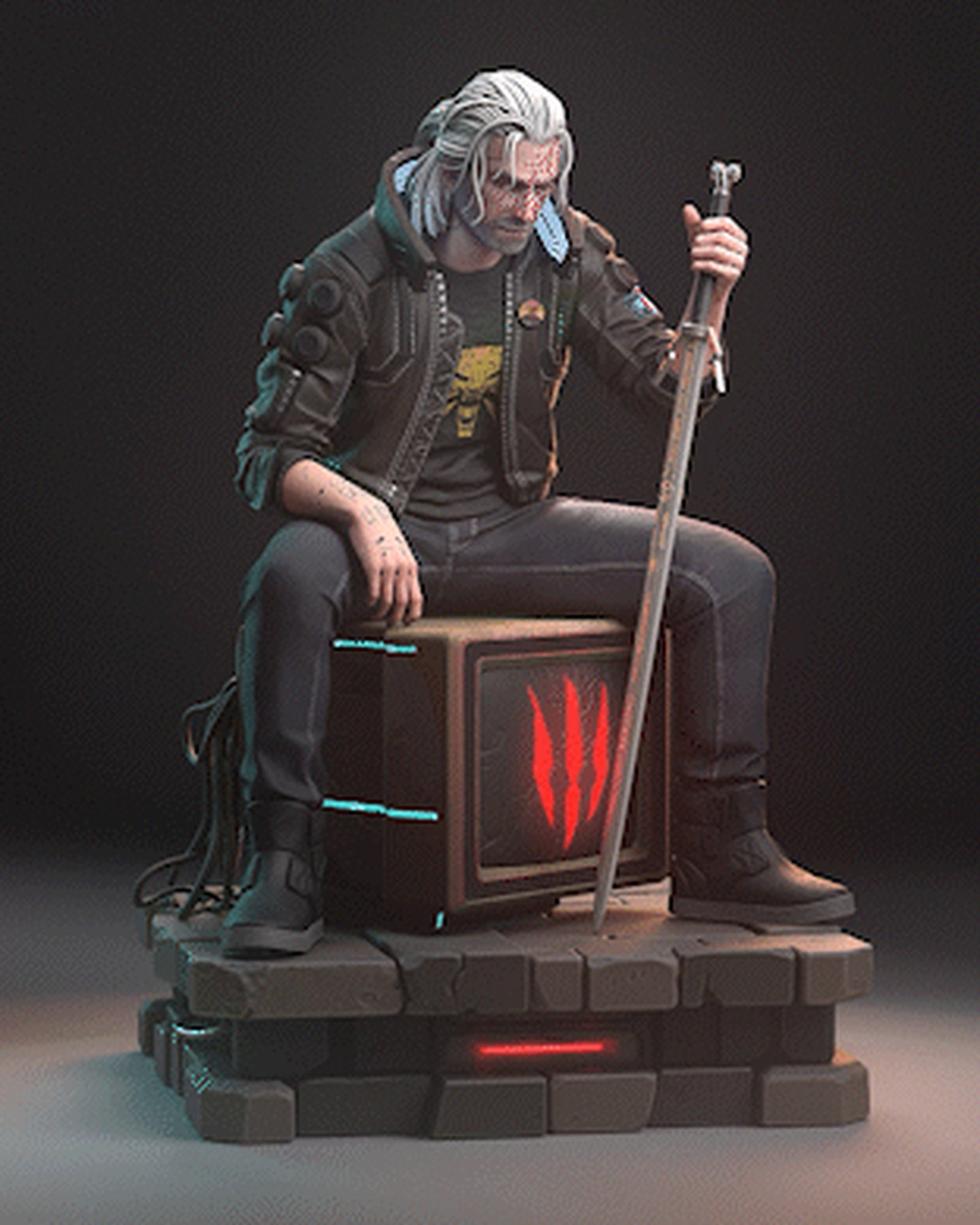 Geralt of Rivia (The Witcher) resin figure by h3LLcreator — studio render 2