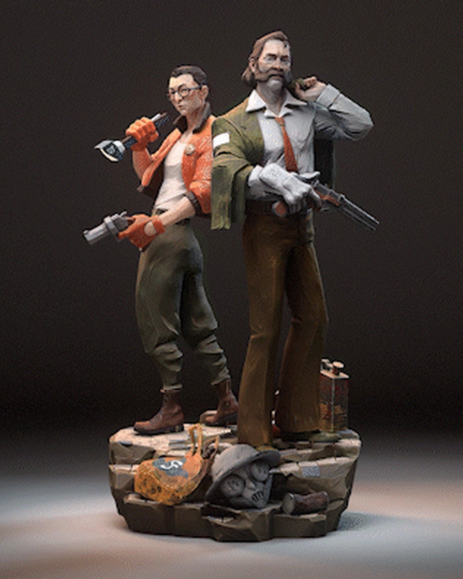 Harry and Kim (Disco Elysium) resin figure by h3LLcreator — studio render 2