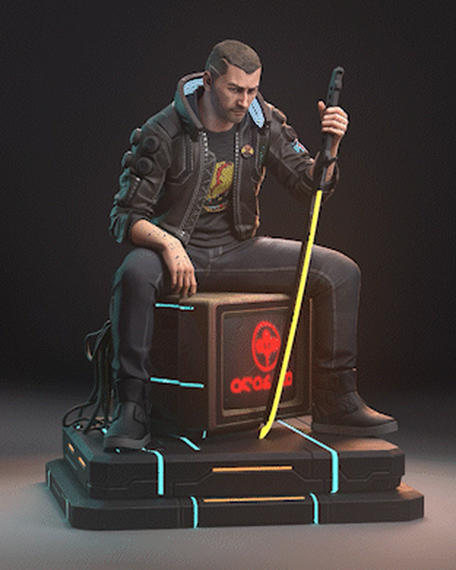 Male V (Cyberpunk 2077) resin figure by h3LLcreator — studio render 2