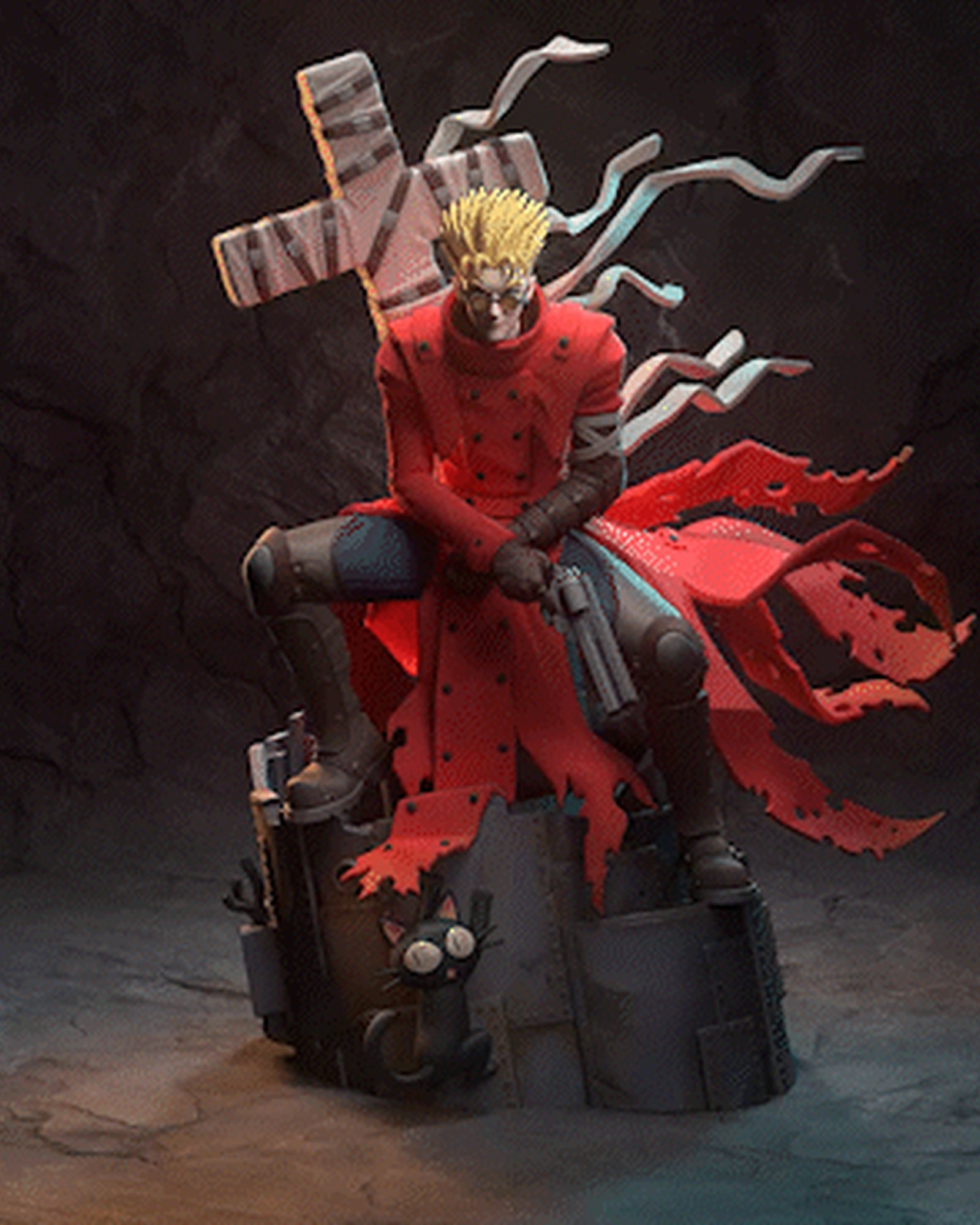 Vash the Stampede (Trigun) resin figure by h3LLcreator — studio render 2